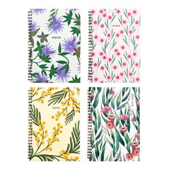 Notebook Card Cover Printed Spiral Flora 4 Asstd A5 120pg