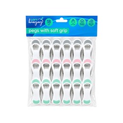 Pegs w Soft Grip 18pk Asst Cols