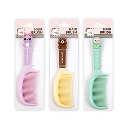 Hair Brush w Novelty Design Handle 3 Asst