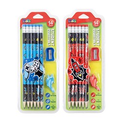 Pencil HB Set w Sharpener and Silicone Grip 14pk