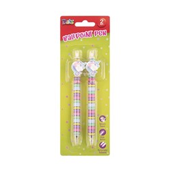Pen Ballpoint Retractable w Unicorn Topper Design 2pk
