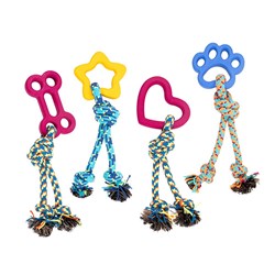 Dog Toy TPR w Rope 4 Asstd Designs