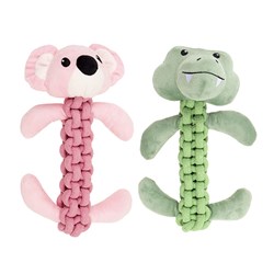 Dog Toy Plush Head w Rope Body 2 Asstd
