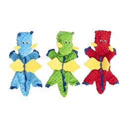 Dog Toy Crinkly Dragons w Squeaky Head 3 Asstd