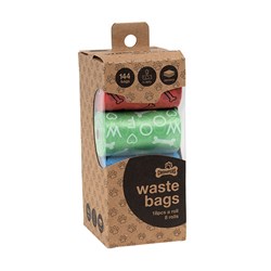 Dog Heavy Duty Waste Bags Asstd Colours 18pcs x 8 rolls