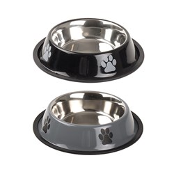 Pet Bowl w Paw Print 23x5.1cm 2 Asstd Colours
