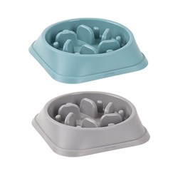 Pet Bowl Slow Feeder Square Base 2 Asstd Colours