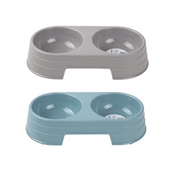 Pet Bowl Double 2 Asstd Colour 30.5 x 16 x 6.5cm