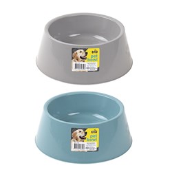 Pet Bowl Round Plastic 2 Asstd Colours 20 x 25 x 9cm