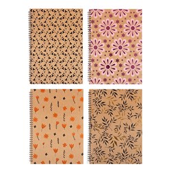Notebook Kraft Cover Spiral 4 Asstd A4 120pg