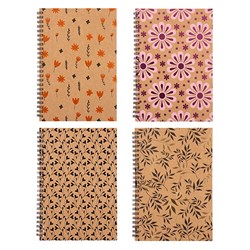 Notebook Kraft Cover Spiral 4 Asstd A5 120pg