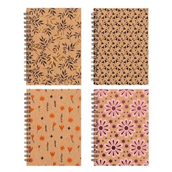 Notebook Kraft Cover Spiral 4 Asstd A6 120pg