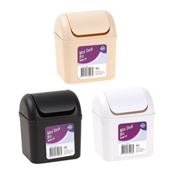 Bin Mini Swing Lid Storage Desk Accessory 3 Asstd Cols