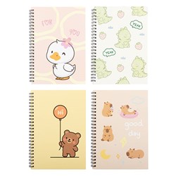Notebook Card Cover Printed Spiral Cute Des 4Ast A5 120pg