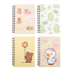 Notebook Card Cover Printed Spiral Cute Des 4Ast A6 120pg
