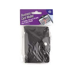 Business Card Holder Wallet 12 Pockets Fits 24 Cards Black