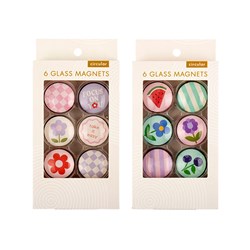 Magnets Glass Premium Fruity Design Round 6pk