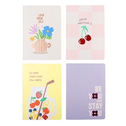 Notebook Card Cover Stitched 4 Asstd Des A4 96pg