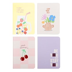 Notebook Card Cover Stitched 4 Asstd Des A6 96pg