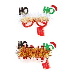 Glasses Novelty Xmas Ho Ho w Tinsel 2 Asst
