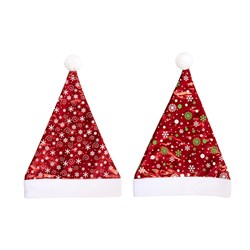 Hat Santa Xmas w Print 28x38cm 2 Asst