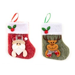 Stocking Xmas 10x20cm 2 Asst Santa Reindeer