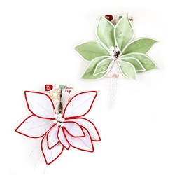 Decoration Xmas Ornaments Flower w Clip On 2 Asst