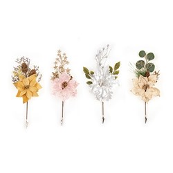 Decoration Xmas Ornaments Flower w Clip On 40cm 4 Asst