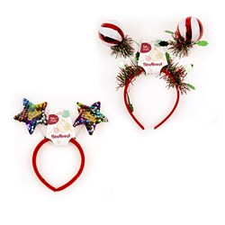Headband Novelty Xmas 2 Asst Star & Bauble Design