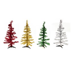 Tree Decorated Xmas 60cm Metallic 4 Asst