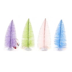 Decoration Xmas Table Bristle Tree 14cm 4 Asst