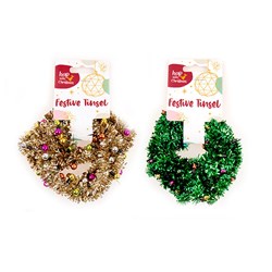 Garland Xmas Mini Tinsel 2m 2 Asst