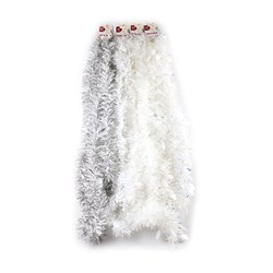 Tinsel Xmas Garland White & Silver 2M 4 Asst