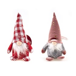 Plush Xmas Gnome Sitting Toy 5x17cm 2 Asst