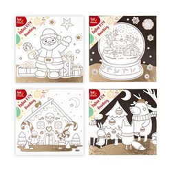 Xmas Canvas DIY Colour 20x20cm 4 Asst