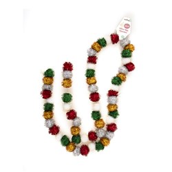 Garland Xmas w Bauble Pom Pom 1.5m