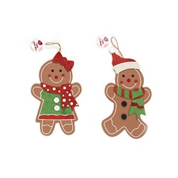 Decoration Xmas Hanging Sign Gingerbread 35cm 2 Asst