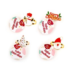 Xmas Kitchen Serviette Napkin Clasp Ring 4 Asst PDQ