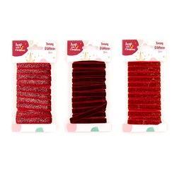 Gift Ribbon Xmas Velvet 5m 3 Asst