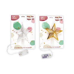 Decoration Xmas Tree Topper Star w BO Light Up 15x20cm