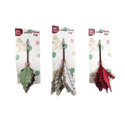 Decoration Xmas Ornaments Flower w Clip On 10cm 3 Asst