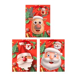 Gift Bag Xmas Matte 210gsm M w JHook 3 Asst