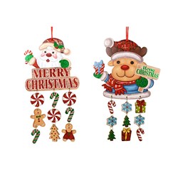 Decoration Xmas Hanging Sign 22x35cm 2 Asst