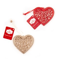 Decoration Xmas Ornaments Iron Heart 12x11cm 2 Asst Cols