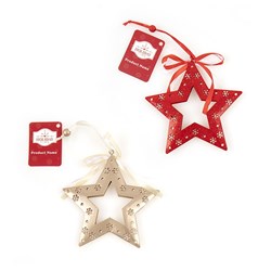 Decoration Xmas Ornaments Iron Star 2 Asst