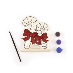 Decoration Xmas Sign Wooden DIY Colour Candy Cane 16x20cm