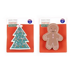 Xmas Cleaning Sponge 14cm 2 Asst Design