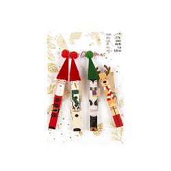 Xmas Pegs Wooden 4pk 7.2cm