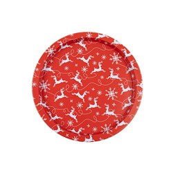 Plate Charger Round Xmas w Print Tin 32cm