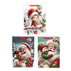 Gift Bag Xmas Crystal Glitter 210gsm XL w JHook 3 Asst